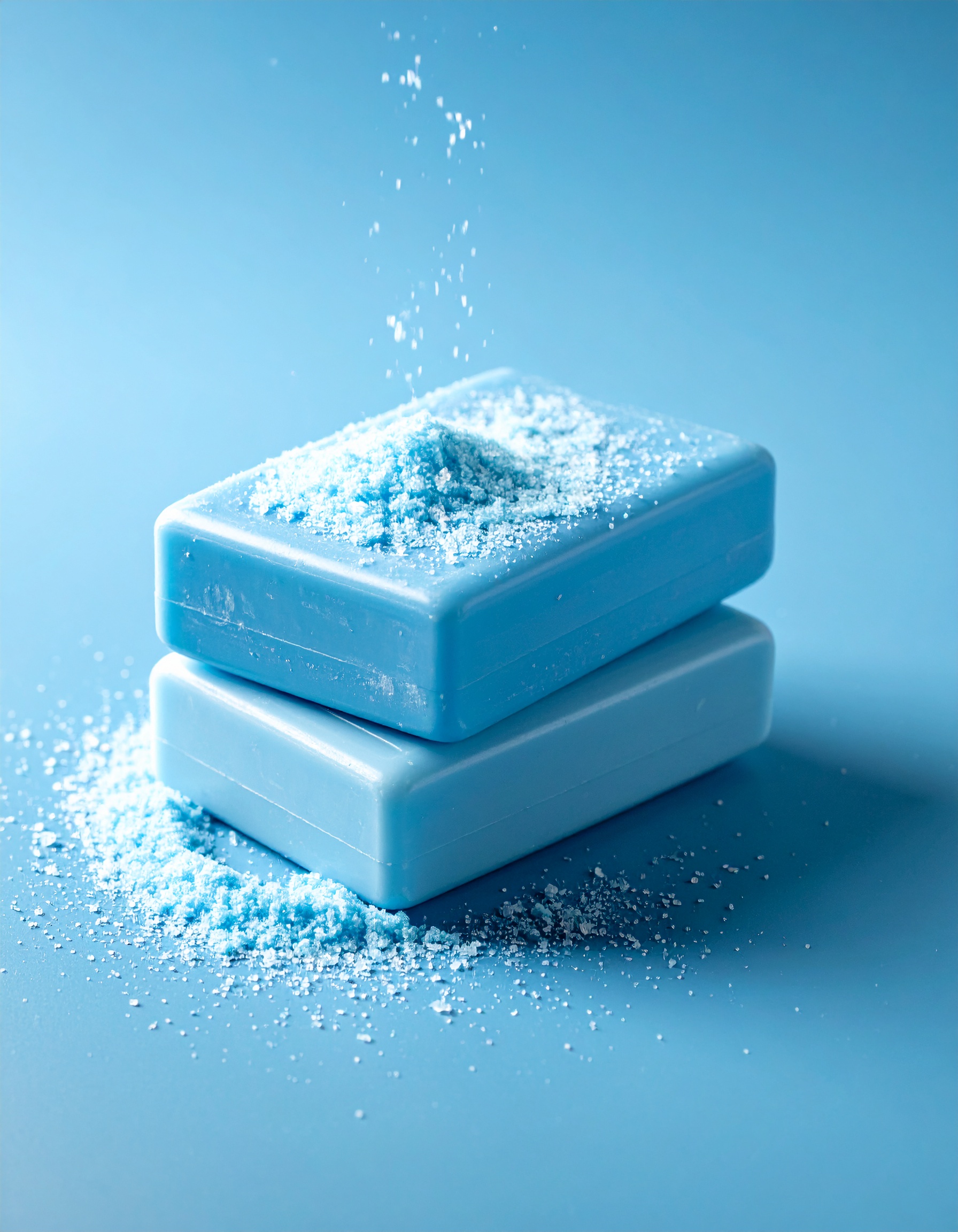 Firefly_blue dust soap, blue background 588670